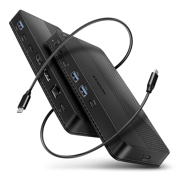 Axagon HMC-U4 laptop dock & poortreplicator Bedraad USB4 Zwart