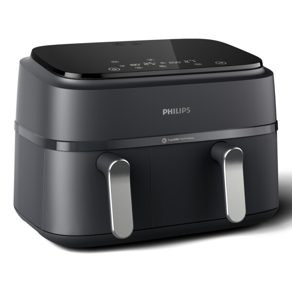 Philips 3000 series NA351/00 friteuse Dubbel 9 l Vrijstaand 2750 W Heteluchtfriteuse Zwart, Zilver