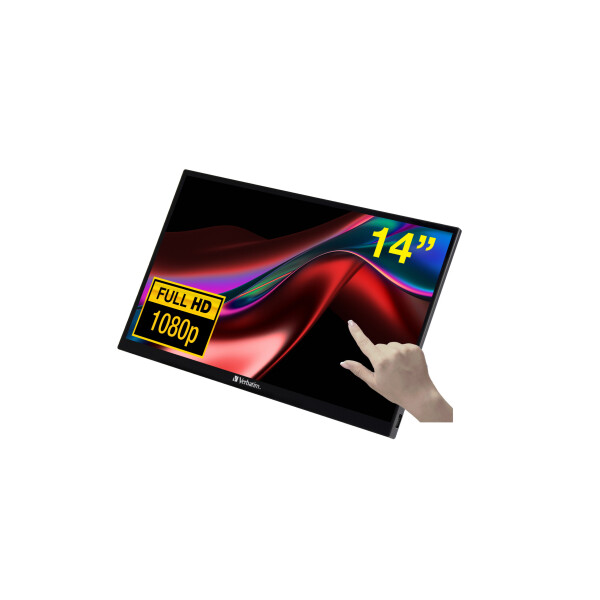 Verbatim 49591 computer monitor 35,6 cm (14") 1920 x 1080 Pixels Full HD LCD Touchscreen Zwart