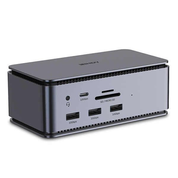 Lindy 43372 laptop dock & poortreplicator Docking USB4 Antraciet