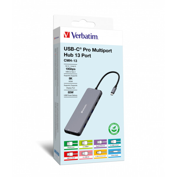 Verbatim USB-C Pro multipoort-hub CMH-13: 13 poorten
