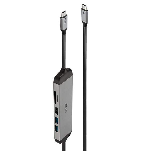 Lindy 43326 laptop dock & poortreplicator Bedraad USB 3.2 Gen 1 (3.1 Gen 1) Type-C Zwart, Grijs