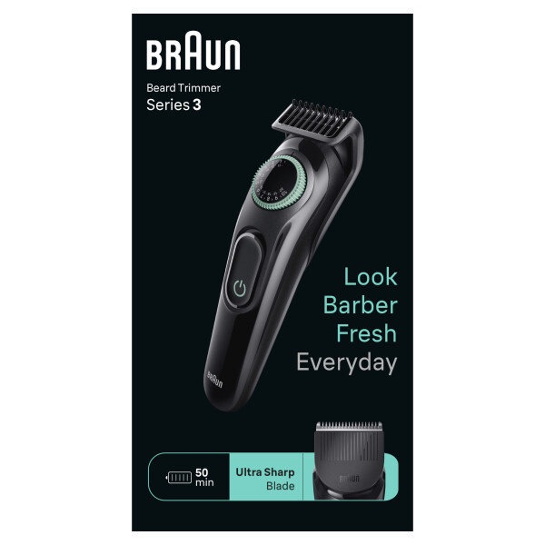 Braun BeardTrimmer 3 Baardtrimmer Series 3 BT3411, Trimmer Voor Heren met 50 minuten Gebruiksduur