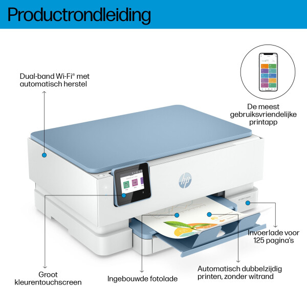 HP ENVY Inspire 7221e Draadloos All-in-One Kleur Printer, Instant Ink; Foto's printen