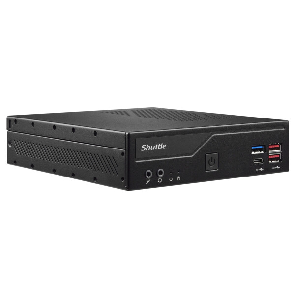 Shuttle Slim PC DH670V2 , S1700, 2x HDMI, 2x DP , 2x 2.5G LAN, 2x COM, 8x USB, 1x 2.5", 2x M.2, 24/7 permanent gebruik, incl. VESA