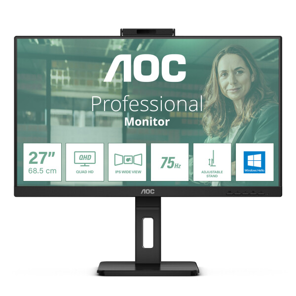 AOC Q27P3CW computer monitor 68,6 cm (27") 2560 x 1440 Pixels Quad HD LED Zwart